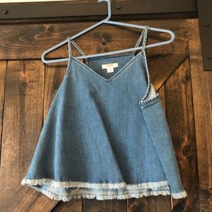 Cropped Denim Tank Top